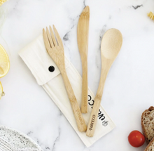 Load image into Gallery viewer, Ever Eco Bamboo Cutlery Set with Cotton Pouch
